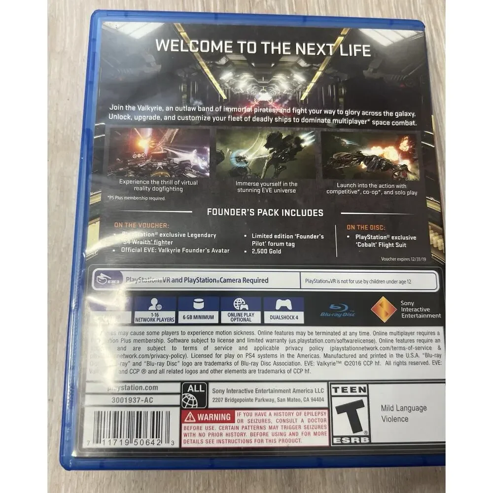EVE Valkyrie Founder’s Pack PS4 PlayStation VR Complete CIB Tested Clean Disc